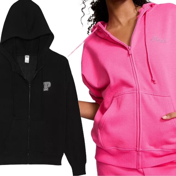 NEW VICTORIAS SECRET PINK LIMITED EDITION BLING HOODIE & SWEATPANTS 2PC SET - Picture 5 of 12